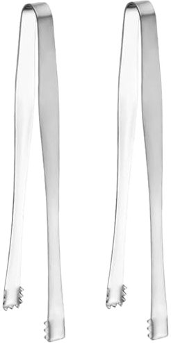 Ice Tongs 2Pcs Stainless Steel Egg Chalaza Remover, 6 Long Small Tongs with Sharply Teeth Make Grabbing Ice Easy Ice Tongs for Ice Bucket Sugar Cubes Egg