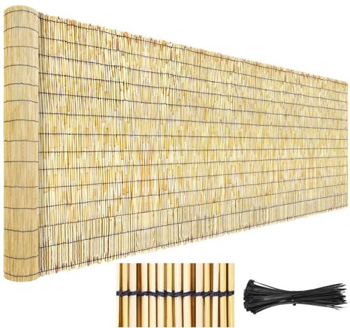 Canisse en bambou naturel 30 cm x 300 cm 120 cm × 500 cm 70 cm × 700 cm séparateur en bambou écologique pour cour, terrasse, jardin, balcon, piscine (couleur : taille de ligne noire)