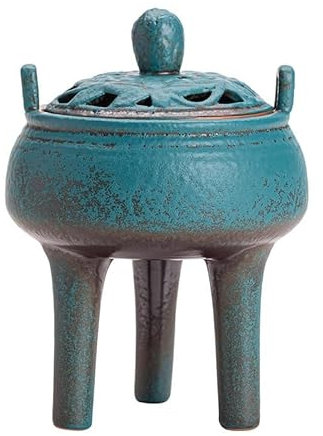 Cascata del fumo della fontana di incenso Bruciatore di incenso antico a tre gambe Bruciatore di incenso in ceramica a piede alto Decorazione domestica creativa Bruciatore di incenso portatile multifu