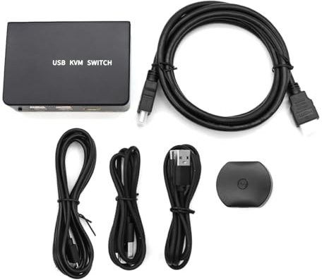 Nicear Commutateur KVM USB HDMI 2 entrées 1 sortie compatible HDMI 2.0 2 voies pour ordinateur portable, clavier USB partagé, souris, moniteur, sélecteur AV, boîtier de commutation 4K60HZ