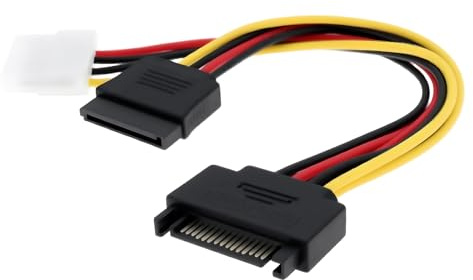 Be In Your Mind 2 x 15-poliger SATA-Stecker auf 4-poligen Molex-IDE-Netzadapter, geeignet für serielle Anschlüsse am Computergehäuse