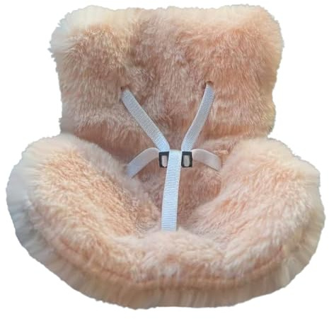 Car Seat for Labubu Dolls, Cute Cozy Seat with Soft Furry Cushion, Stylish Air Vent Clip & Desktop Stand Decor for Labubu Fans, Kids, Doll Collectors, Functional Car Ornament (Buff)