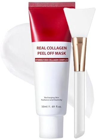 Collagen Peel Off Face Mask Overnight - Korean Skincare with Hydrolyzed Collagen Complex, Niacinamide & Glutathione for Glass Skin, Elasticity & Hydration - 50ml