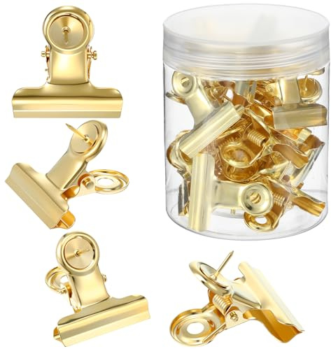 20 Stück Gold Reißzwecken Klammern, Klammer Pinnwand Bulldogge Clips Reißnägel für Korktafeln Von AufhäNgungszubehöR für Korkplatten FotowäNde Pinnwand