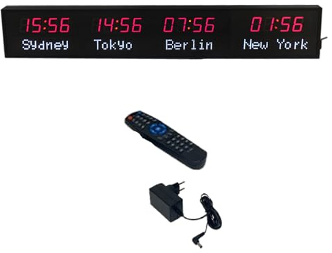 Reloj mundial digital grande, pantalla de múltiples zonas horarias para hoteles, fábricas, centros comerciales y lugares de competencia
