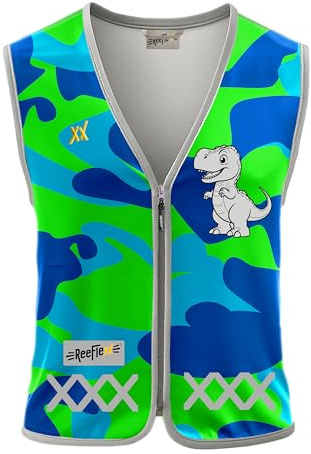 REEFLEXX Kinder-Fahrradweste - Stylische Warnweste mit auffälligen Farben/Mustern und starken Reflektoren - Erhöhte Sichtbarkeit im Straßenverkehr.
