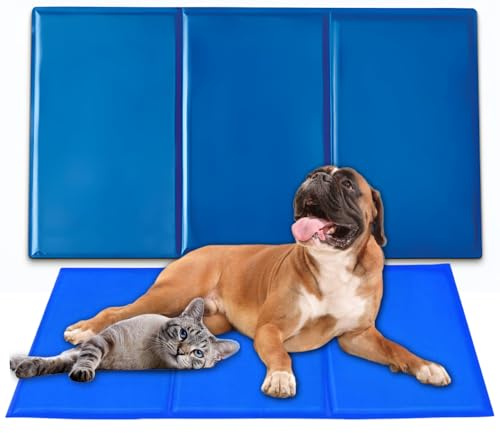 ZOLTA Selbstkühlende Hundematte 50x90 cm XXL Kühlmatte für Hunde Katzen Menschen Faltbar mit Gelfüllung Ohne Strom Wiederverwendbar Ideal für Sommer Auto Reisen Zuhause Blau