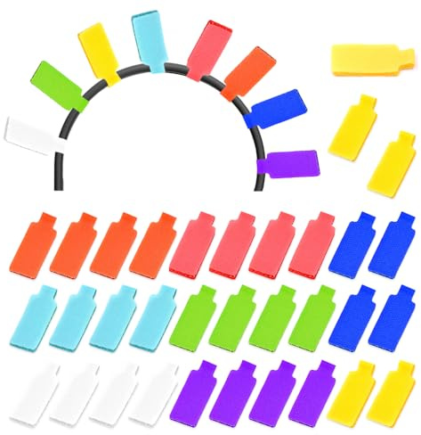 HMCEY 32 Piezas Etiquetas Cables Electricos Nylon,Etiquetas Adhesivas para Cables,Etiqueta de Identificación de Cable,Marcadores de Cable Reutilizables,Etiqueta para Cabla Escribible para Organización