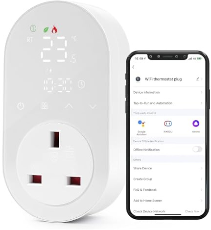 Thermostat Plug Smart Thermostat Smart Heating Controller with Heating/Cooling Compatible with Alexa/Google Assistant for Electric Heating Radiators and Electric Refrigeration