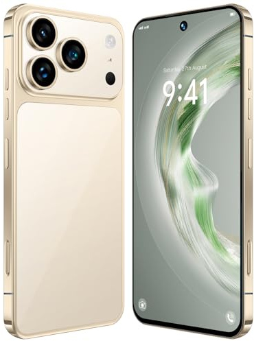 Smartphone I17 Pro Max Android 15, 16 Go RAM 1 To ROM, Batterie 8000 MAh, Étanche, Écran HD 7,3 Pouces, Processeur 10 Cœurs, Double SIM 5G, NFC, GPS, Lecteur D'empreintes Digitales,Gold-7.3 Inch