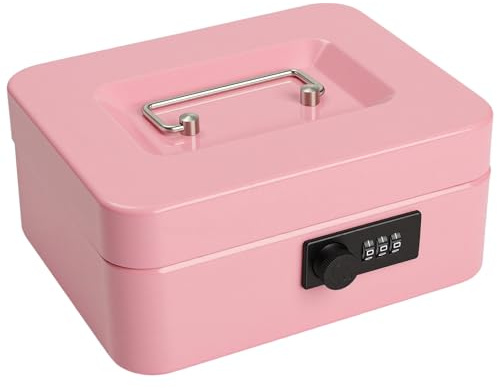 Geldkassette, 3-stellige Zahlenkombination, tragbare Kasse mit Münzfach, abschließbare Geldkassette für Haus, Büro und Veranstaltungen, 20 * 16 * 9cm,Rosa