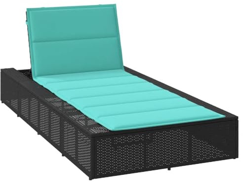 Mandloder Sonnenliege mit schwebender Auflage, Schwarz Poly Rattan, verstellbar, für Garten, Terrasse und Pool, Robustes Stahlgestell, bequemes Outdoor Sitzerlebnis