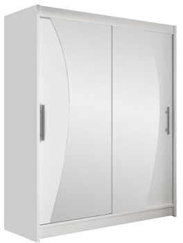 Mirjan24 Armadio moderno con ante sospese Westa X con specchio, armadio per camera da letto, armadio con ante scorrevoli, armadio, camera da letto (bianco)