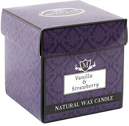 Mystix London - Vela perfumada grande de vainilla y fresa, 29 cl, el mejor aroma para el hogar, cocina, sala de estar y baño, perfecto como regalo, tarro de vidrio reutilizable