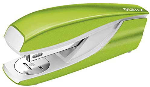 Leitz Heftgerät, 30 Blatt Tacker mit 200 Heftklammern, Hefter aus Metall mit Kunststoffelementen, WOW Serie, Grün, 55021054