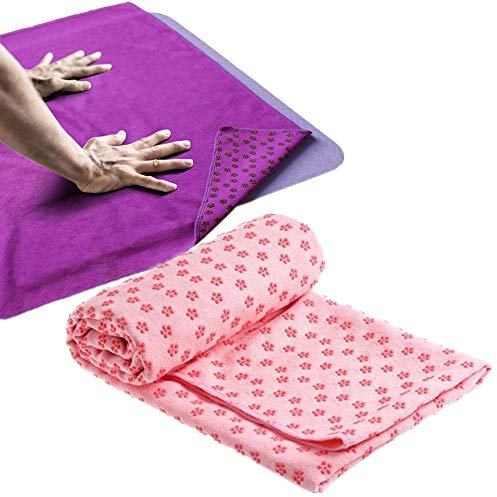 zhppac Yogatuch Yogatuch rutschfest Yoga Handtücher Fitness Mats Handtuch rutschfest Übungsmatte Handtuch Yogamatte Schweißtuch Yogatücher für heißes Yoga pink,-