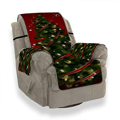 A.Monamour Sofabezug Sofaüberwurf Sesselschoner Weihnachten Kiefer Roter Hintergrund Samt Sesselbezug Sesselhusse Sessel Abdeckung Sesselschutz Stuhl Abdeckung Stuhlschutz