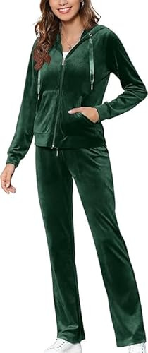 MessBebe Survêtements pour Femmes velours Lounge Wear Sweat à Capuche Ensemble de Sport Jogging Décontracté Sportswear Survêtement à Manches Longues Haut et Pantalon 2 Pièce