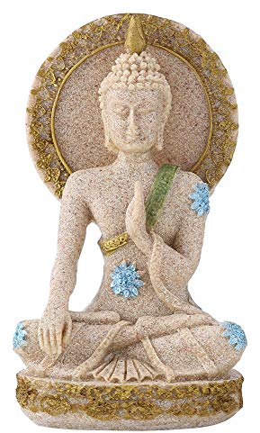 Pssopp Buddha Statue Sandstein Meditation Buddhismus Figur Handgeschnitzte Buddha Figur Feng Shui Vintage Figur für Home Decoration