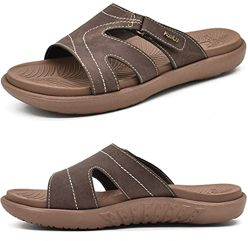 KuaiLu Ciabatte Donna Ortopediche Moda Leggere Comode Supporto Arco Plantare Doccia Sandali Estive Spiaggia Piscina Aperte Mare Pantofole Antiscivolo Gomma Suole Scarpe Marrone 39