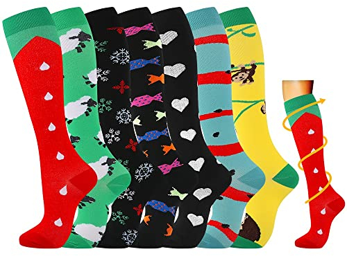 Losvcbcx Kompressionsstrümpfe,2/4/6/7 Paar Kompressionssocken für Damen und Herren mit 15–20 mmHg sind die besten Sport- und Medizinstrümpfe für Krankenschwestern auf Flugreisen