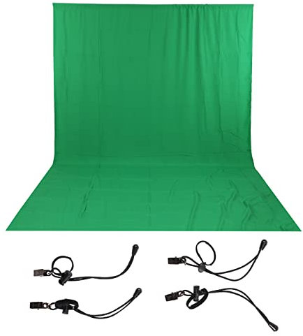 Akozon 3x6m Photographie Toile de Fond Écran Vert Kit de Tissu de Fond en Polyester Vert Déroulant avec 4 X Clip pour Studio Photo Vidéo
