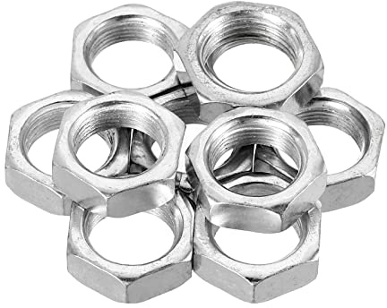 PATIKIL Dadi esagonali in acciaio M16 x 1.0, confezione da 10 dadi esagonali con filettatura metrica zincata, viti di fissaggio, altezza 8 mm