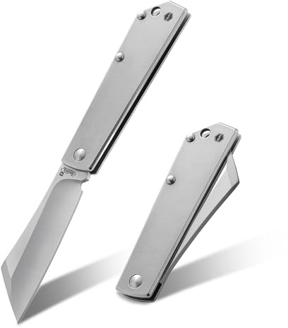 KeyUnity KK03M liten vikkniv med fast blad, EDC-fickkniv i rostfritt stål för män och kvinnor