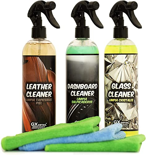 Pack Limpieza Interior Básico GxDetail - Kit Limpieza para Coche Gx Detail - Pack de Limpieza Rápido (Tapicería Cuero)