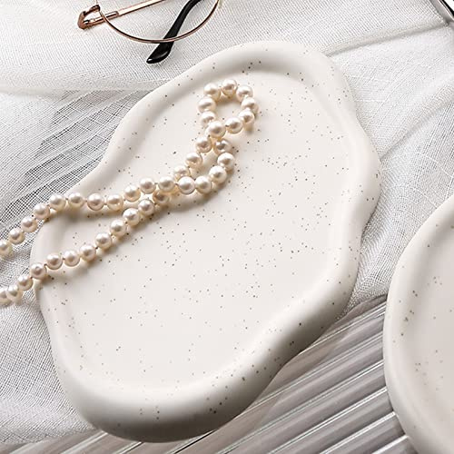 Deuson Vassoio per gioielli decorativo a forma di nuvola, per gioielli, in ceramica, minimalista, riutilizzabile, estetico, per dormire, colore: bianco