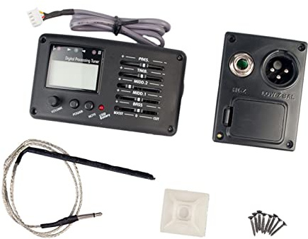 Tonabnehmer für Akustikgitarren Gitarren-Vorverstärker-Equalizer, Digitaler Tuner, 5-Band-EQ-Tonabnehmer, LCD-Tuner Und Lautstärkeregler Für Akustikgitarre/Bass