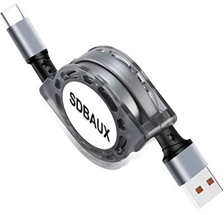 SDBAUX USB C Cable 1M, QC 3.0(3A) Fast Charging USB Type C Retractable Cord | Fits iPhone 17/16/15 Series, iPad Pro, Samsung Galaxy S26 S25, LG, Sony, Huawei, Switch, for Car Charger/CarPlay/Power Bank.