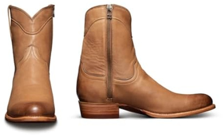 Botas de vaquero a media pantorrilla for hombre y mujer, tacón bajo, punta redonda, informal, con cremallera lateral bordada, bota occidental retro disponible for pantorrilla regular y ancha ( Color :