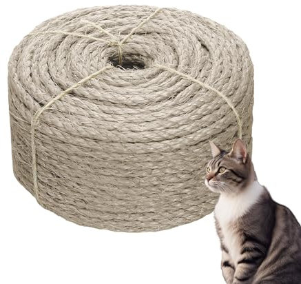 Casgee Corda in sisal per tiragraffi 8 mm x 30 m, corda in sisal naturale, per tiragraffi, ricambio per gatti, tiragraffi, corda in sisal per albero tiragraffi, decorazione di case naturali