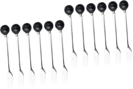 IMIKEYA 12pcs Mini Stainless Steel Forks Ceramic Handle for Desserts Ice and Coffee Elegant Home Tableware