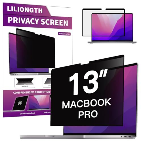 LILIONGTH Écran de confidentialité compatible avec MacBook Pro 13 2016-2022 (M1, M2), filtre de confidentialité pour ordinateur portable et protecteur anti-lumière bleue (modèles : A1708, A1706,
