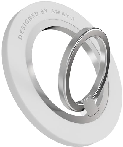 AMAYO - Handy Ring Halterung für Magsafe, Handy Fingerhalter Griff Magnet Fingerhalterung Smartphone Ringhalterung Ständer für iPhone Serie 15 Pro Max, 14, 13, 12 Zubehör für Magsafe (Weiß)