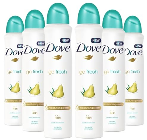 Dove Go Fresh Pear & Aloe Vera Antiperspirant Deodorant Aerosol for Women, 250 ml – Case of 6
