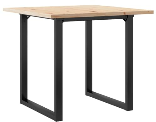 vidaXL Mesa de Comedor Marco O Madera Maciza Pino y Acero 90x90x75,5cm