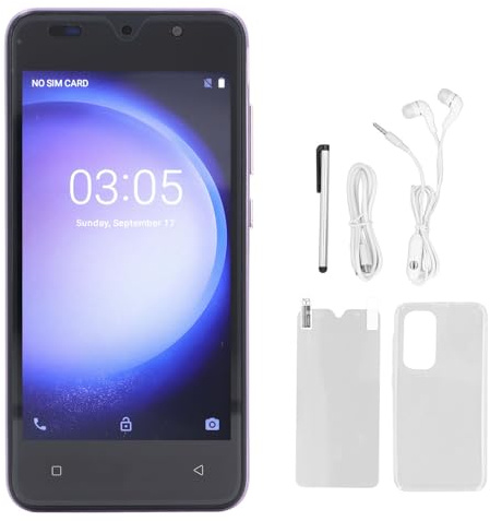 Yctze Smartphone Desbloqueado con Pantalla HD de 5,0 Pulgadas, 4 GB de RAM, 32 GB de ROM, Cámaras Duales de 8 MP, Reconocimiento Facial, Diseño Ultradelgado, 12 (Purple)