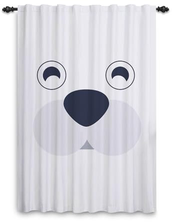 ggaimwf Tende con stampa animalier Orso polare bianco Tende a motivi geometrici Trattamenti per finestre per bambini Camera da letto per ragazzi Sala giochi per l'asilo nido 107x160cm 1 Pannello