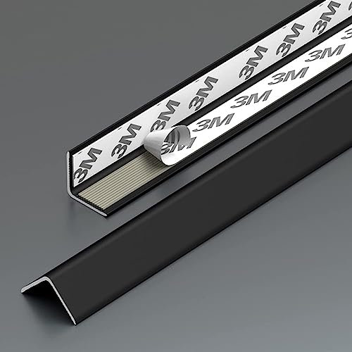 Aluminium-Boden-Übergangsstreifen, Einstiegsrampe, schwarzer Eckenschutz, 90-Grad-Winkel, Kantenschutz für Wände, selbstklebend, Wohnzimmer, Schlafzimmer, Badezimmer, Türdekoration