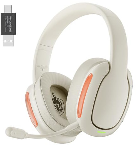 Auriculares Gaming inalámbricos 2,4 GHz para PS4/PS5/PC/Switch, con micrófono Desmontable y cancelación de Ruido, Sonido estéreo 7.1 y Modo con Cable de 3,5 mm para Xbox Series (White)
