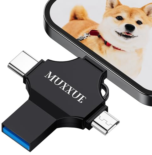 Kein App-Download MUXXUE 4 in 1 USB Stick Phone Speicherstick 128GB | USB Stick für phone, pad, Android, PC, Speicherstick phone für Fotos, Videos und Dateien