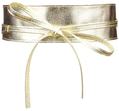 HUATEEN Ceinture Obi Dorée pour Femme,Large Ceintures avec Nœud Papillon Ajustable 7 cm D'épaisseur pour Robes | Ceinture Décorative Style Corset de 223,5 cm de long