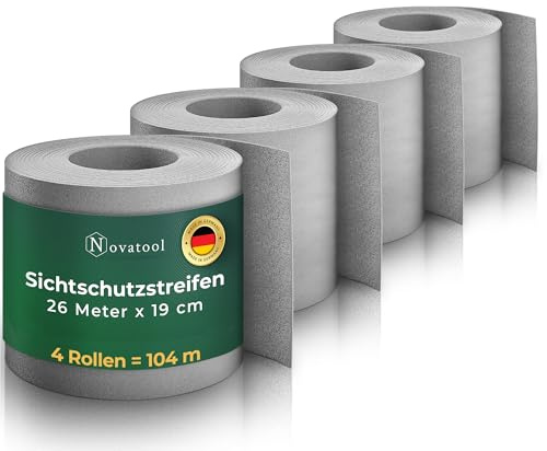Novatool Premium PP 104 m striscia frangivista per finestre a doppia asta, colore grigio, per 40 file da 1,1 mm, extra stabile, resistente ai raggi UV, per recinzioni