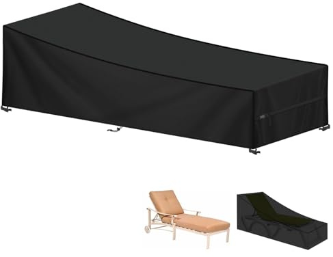 LAMUNI Housse Chaise Longue Jardin 200x75x40/70cm Bâche Transat Exterieur | Housses Bain de Soleil, 420D Tissu Oxford Bache pour Transat, Impermeable Housse de Protection pour Chaise Longue de Jardin