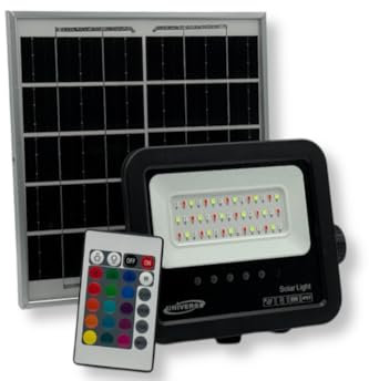UNIVERSO SL-RGB-40W PROIETTORE FARO SMD LED RGB MULTICOLORE DIMMERABILE CON PANNELLO SOLARE E TELECOMANDO IP65