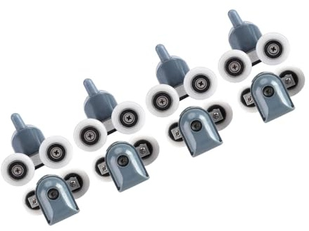 8 Stück Duschkabine Rollen, Duschkabine Rollen Ersatzteile 4 Obere & 4 Untere,Duschtür Rollenes UntenDuschtür Rollenes 25 mm mit Schrauben, für 5-6 mm Glastüren (Double Wheel)