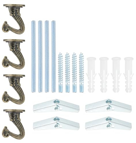PATIKIL Swag Hooks, 4 Pcs Heavy Duty Ceiling Hooks with Hardware Installation Wall Fixing Ceiling Hangers for Hanging Plants Chandeliers, Bronze
